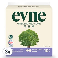이브네 무표백 코어 슈퍼롱 생리대 날개형, 오버나이트 이상, 10개입, 3세트