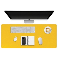 넥스홈 방수 오염방지 가죽 마우스 데스크 패드 60 x 30 cm, 레몬 옐로우, 1개