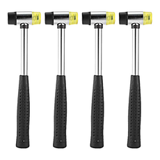 皮革工藝兩用雙頭橡膠槌 耐衝擊 PVC手柄 可拆卸槌頭, 黑色+銀色, 4支