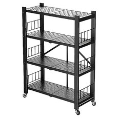 JIAHON 嘉鴻牌 摺疊免安裝洞洞板層架, 黑色, 4層