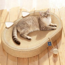 딩동펫 고양이 사이잘 눕눕 스크래쳐 캣닢 침대, 크림베이지, 1개
