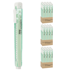 Pentel 飛龍文具 自動橡皮擦 ZE81K-W 12入, 透明綠色 + 白色, 3盒