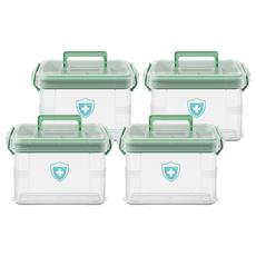 德利生活 雙層家庭醫藥箱 特大, 透明色, 4個