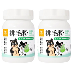 DOG CAT STAR 汪喵星球 犬貓用 排毛粉, 雙重纖維配方, 多種酵素, Omega3, 亞麻仁油, 50g, 糞便潤滑 + 溫和排毛, 2罐