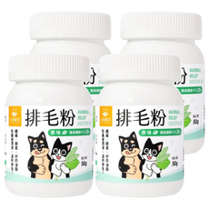DOG CAT STAR 汪喵星球 犬貓用 排毛粉, 雙重纖維配方, 多種酵素, Omega3, 亞麻仁油, 50g, 糞便潤滑 + 溫和排毛, 4罐