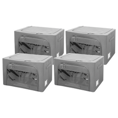 HABITY 基本現代折疊式鐵絲大型布質生活箱 66L, 4個, 灰色