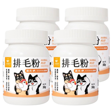 DOG CAT STAR 汪喵星球 排毛粉, 全新升級配方，三重功效幫助排除毛球, 糞便潤滑 + 溫和排毛, 50g, 4罐