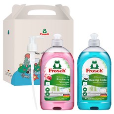 Frosch 德國小綠蛙 洗碗精覆盆子+小蘇打+壓頭禮盒, 1套