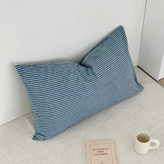 Hoom 禾慕生活 韓系碎花純棉枕頭套 74 x 48cm 日系青藍 2入組, 1組