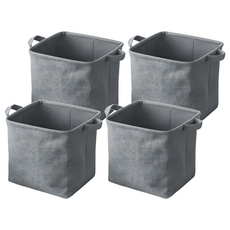 JOSIC 日系棉麻收納籃 方筒 25L, 灰色, 4個