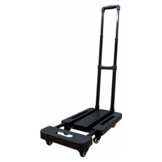 便攜式三段可伸縮折疊手推車 PP+鐵拉桿+PU輪 黑色, 1個