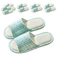 bebehome 小香風亞麻拖鞋 水藍色 尺寸36-37, 腳長23cm適用, 6雙