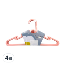 PUKU 藍色企鵝 彩虹糖衣架組, 6入 節省空間 衣架掛勾 兩側防滑設計, 粉色, 4組