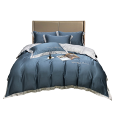 eyah 宜雅 獨家撞色拼接立體刺繡60支萊賽爾天絲床包組