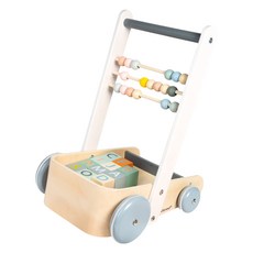 Janod 法國北歐簡約木玩 ABC跟我走 學步車 字母積木 串珠算盤 寶寶學步玩具, 1個, Multicolor