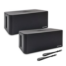 마켓플랜 심플 멀티탭 정리함, 2개, 블랙