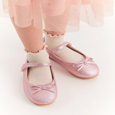 SHOOPEN 女童芭蕾舞者亮片蝴蝶結氣墊平底鞋 HPKWFFF91W