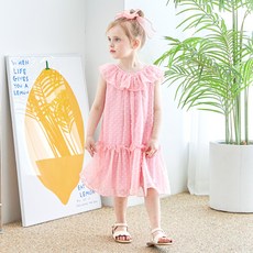 WALTONKIDS 女童涼感透氣雲朵荷葉邊雪紡連身裙