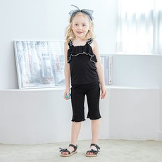 WALTONKIDS Wilton Kids 女童涼感透氣日常羅紋荷葉邊上下套裝