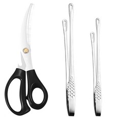 MEO 烤肉夾 大型 + 烤肉夾 中型 + 剪刀組, 銀色 + 黑色, 1套