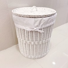 MAISONINDAHRATTANSHOP 藤編圓形藤籃 中 B309-2W, 白色, 1個
