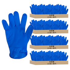 御廚靈 NBR 耐用手套 藍色 100個/盒 加厚版 食品加工 機械組裝 美容美髮, M, 4盒
