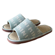i Slippers 輕活系列 家居室內拖鞋 棉麻蓆拖 厚軟泡棉包覆設計 台灣製造, M, 水藍色, 1雙