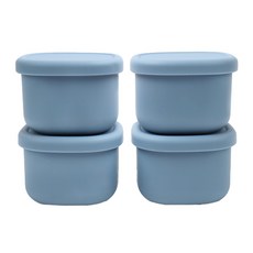 2deco 矽膠食品保鮮盒, 藍色, 220ml, 4入