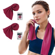 Hensen 涼爽乾式速乾運動毛巾, 2個, 玫瑰紅