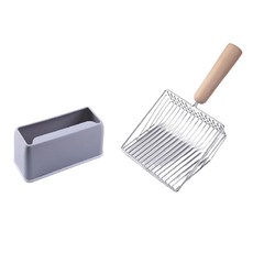 金屬貓砂鏟 28 x 17 x 8cm 灰色 附收納底座, 1組