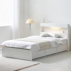 데코라인 네모네 LED 침대 프레임 + N 200 롤팩 포켓 매트리스 세트 방문설치, 프레임(화이트) + 매트리스(혼합색상)