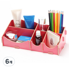 리빙조이 곡선라인 화장품 정리대, 레드, 6개