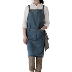 hillo 真實丹寧日常圍裙, 深藍色