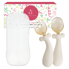 아띠래빗 360도 휘어지는 자기주도 이유식 스푼 포크, 푸딩크림, 1세트