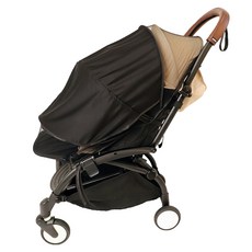 Pingure Factory 嬰兒車遮陽篷一體式拉鍊網狀蚊帳, 黑色, 1個