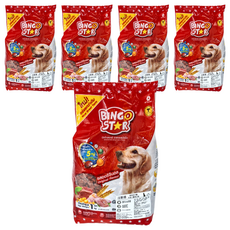 BINGOSTAR 汪斯塔 美味成犬糧 含5種必需營養素, 牛肉 + 雞肉, 1kg, 5包