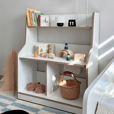 필웰 테미스 아동 책장 책상 교구장 800 방문설치, 화이트 + 자작무늬 엣지, 3단