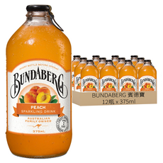 BUNDABERG 賓德寶 蜜桃風味氣泡飲, 375ml, 12瓶