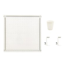 撥撥的架子 洞洞板 + OA屏風夾 + 杯架組 金屬收納展示架, 532 x 532mm, 白色, 1組