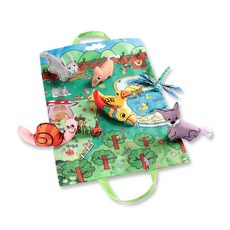 Dodoco 嬰兒搖鈴 動物玩偶 沙沙響紙布書 感官遊戲墊 花園動物, 度允