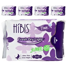 HiBIS 木槿花 草本貼身透氣夜用衛生棉 29.5cm 7片 超薄1mm, 5包