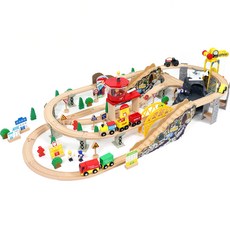 kienvy 豪華巨型原木火車遊戲 110件套裝, 混色, 1個