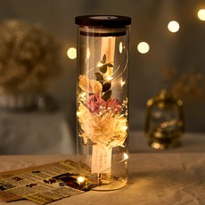 뮤니드 그레이스 플라워 LED 유리병 레터 세트, 핑크로즈