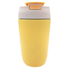 彈跳吸管雙飲保溫咖啡杯 480ml SUS304不鏽鋼內膽/PP塑蓋/食品級密封圈, 黃色, 1個