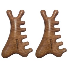 木質刮痧頭皮按摩器, 2個, 龍鳳檀木