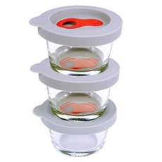 PAMIRE 帕米爾 寶寶副食品耐熱玻璃調理盒3件組, 140ml, 圓形 灰色, 1組