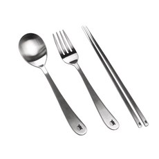 Bandi Name Cutlery 孩童餐具+叉子+筷子, C女兒, 兒童湯匙+叉子+筷子, 1組