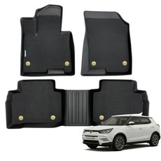 The Zone TPE + 壓花雙重立體包覆汽車腳踏墊全套, 壓花全黑, YX-06 雙龍 Tivoli 4輪驅動 2016年款~