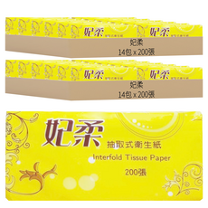 妃柔 抽取式衛生紙, 14包, 2袋