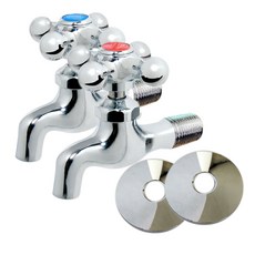 大型可分離壁蓋十字把手冷熱水水龍頭組, 1套